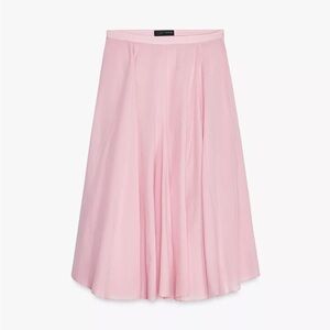 Zara pink flared cotton midi skirt